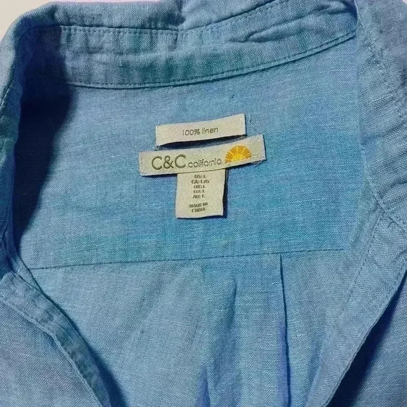 C&C California 💯 Linen Long Sleeve mini dress. Ladies size L - Picture 7 of 9